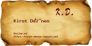 Kirst Dénes névjegykártya